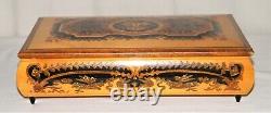 Vtg Inlaid Wood SPLENDID MUSIC JEWELRY BOX REUGE SWISS MOVEMENT Dr Zhivago Italy