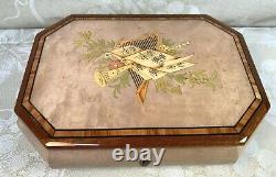 Vtg Italian Jewelry Case Plays Torna a Sorriento Nice Wood Case Sankyo Player