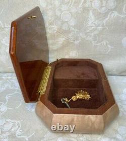 Vtg Italian Jewelry Case Plays Torna a Sorriento Nice Wood Case Sankyo Player