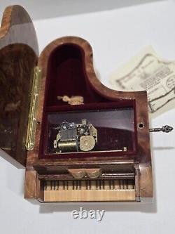 Vtg Mapsa Switzerland Burl Wood Grand Piano Music Box Swiss Arrivederci Rome