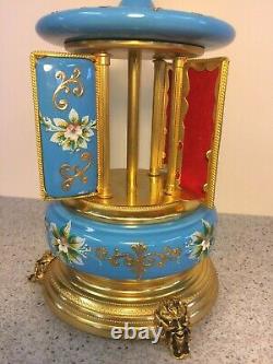 Vtg Musical Cigarette Dispenser Porcelain and Metal Music Box Works Maker