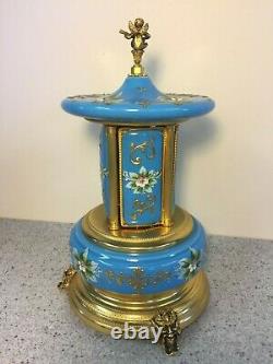 Vtg Musical Cigarette Dispenser Porcelain and Metal Music Box Works Maker