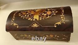 Vtg RARE Sorrento Italian Wood Inlay Music Box Guitar Mandolin & Flowers TESTED