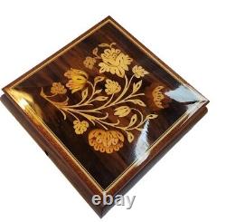 Vtg Reuge Italian Inlaid Wood MUSIC It's Impossible Jewelry Music Box Swiss