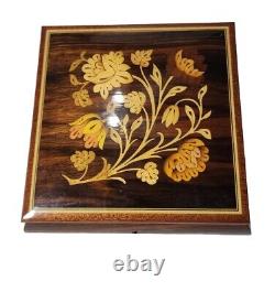 Vtg Reuge Italian Inlaid Wood MUSIC It's Impossible Jewelry Music Box Swiss