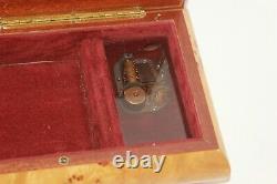 Vtg Reuge Italian Jewelry Box Wood Inlay Floral Music Box Play Endless love 11