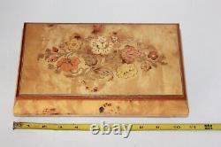 Vtg Reuge Italian Jewelry Box Wood Inlay Floral Music Box Play Endless love 11