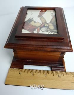 Vtg Reuge Swiss Music/Jewelry Box Love Story #53007 Hand Crafted Cherry Wood