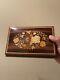 Vtg Reuge Wood Inlay Lacquered Music Trinket Jewelry Box Edelweiss Italy Flowers