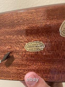 Vtg Reuge Wood Inlay Lacquered Music Trinket Jewelry Box Edelweiss Italy Flowers