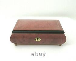 Vtg San Francisco Music Box Co Rose Colored Burl Wood Jewelry Case Romance Italy