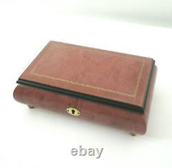 Vtg San Francisco Music Box Co Rose Colored Burl Wood Jewelry Case Romance Italy