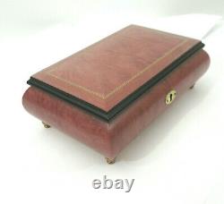 Vtg San Francisco Music Box Co Rose Colored Burl Wood Jewelry Case Romance Italy