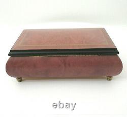 Vtg San Francisco Music Box Co Rose Colored Burl Wood Jewelry Case Romance Italy