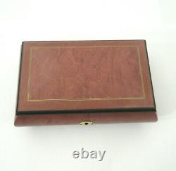 Vtg San Francisco Music Box Co Rose Colored Burl Wood Jewelry Case Romance Italy