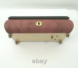 Vtg San Francisco Music Box Co Rose Colored Burl Wood Jewelry Case Romance Italy