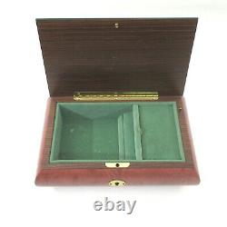 Vtg San Francisco Music Box Co Rose Colored Burl Wood Jewelry Case Romance Italy