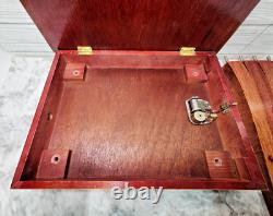 Vtg Side Table Wood Jewelry/music Box -music Box Made In Japan