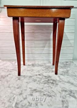 Vtg Side Table Wood Jewelry/music Box -music Box Made In Japan