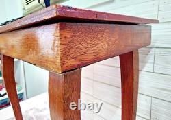 Vtg Side Table Wood Jewelry/music Box -music Box Made In Japan