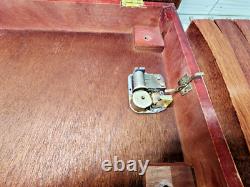 Vtg Side Table Wood Jewelry/music Box -music Box Made In Japan