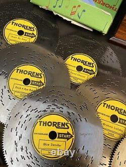Vtg Thorens DIsc Music Box Key wind Marquetry Inlay 15 disc AD30 veneer lifting