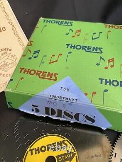 Vtg Thorens DIsc Music Box Key wind Marquetry Inlay 15 disc AD30 veneer lifting