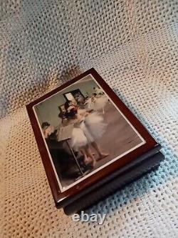 Vtg. Uniq The Dance Class Lacquered Wood Music Box W Graphic Tile, Tune Swan Lake