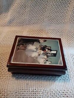 Vtg. Uniq The Dance Class Lacquered Wood Music Box W Graphic Tile, Tune Swan Lake