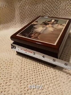 Vtg. Uniq The Dance Class Lacquered Wood Music Box W Graphic Tile, Tune Swan Lake