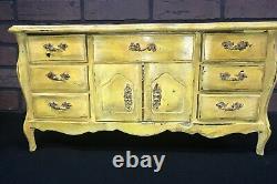 Vtg Wood Music Jewelry Box 9 Drawer Dresser Bumble Bees Hand Painted Yellow ART