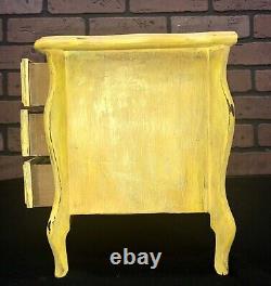 Vtg Wood Music Jewelry Box 9 Drawer Dresser Bumble Bees Hand Painted Yellow ART