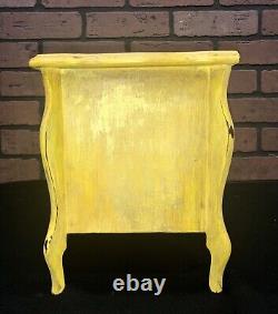 Vtg Wood Music Jewelry Box 9 Drawer Dresser Bumble Bees Hand Painted Yellow ART