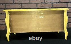 Vtg Wood Music Jewelry Box 9 Drawer Dresser Bumble Bees Hand Painted Yellow ART
