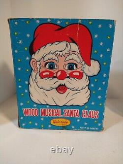Vtg Yuletide's Musical Wood Santa Clause Music Box Moving Eyes & Face Japan