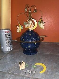 WENDT & KUHN German Wood ANGELS & GLOBE Music Box Plays SILENT NIGHT AS-IS