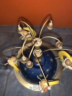 WENDT & KUHN German Wood ANGELS & GLOBE Music Box Plays SILENT NIGHT AS-IS