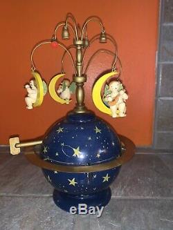 WENDT & KUHN German Wood ANGELS & GLOBE Music Box Plays SILENT NIGHT AS-IS