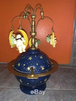 WENDT & KUHN German Wood ANGELS & GLOBE Music Box Plays SILENT NIGHT AS-IS