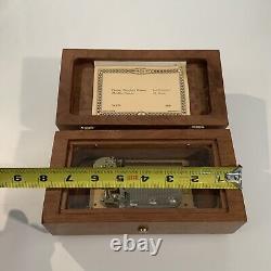 WORKS! Vintage Reuge Sainte-Croix Wind Up Wood Music Box Switzerland 2/50