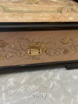 WORKS! Vintage Sankyo Orpheus 50 note Music Box Wood RARE FLOWER BOX