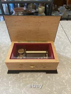 WORKS! Vintage Sankyo Orpheus 50 note Music Box Wood RARE FLOWER BOX