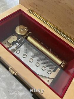 WORKS! Vintage Sankyo Orpheus 50 note Music Box Wood RARE FLOWER BOX