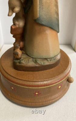 Whimsical Swiss Luge Music Box Henri Wood Carving Doll