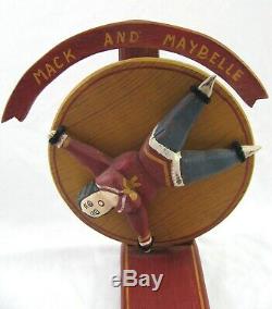 Wolf Creek Circus Folk Art Knife Thrower MACK & MAYBELLE Music Box Wood Figure