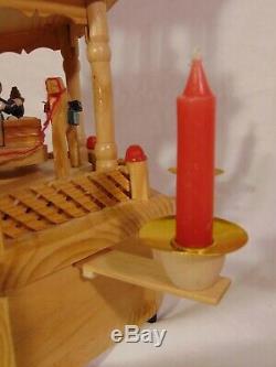 Wood Christmas 3-tier Nativity Pyramid Music Box Candleholder Candle 19