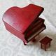 Wood Grand Piano Music Box Antique Red From Japan Good Condition