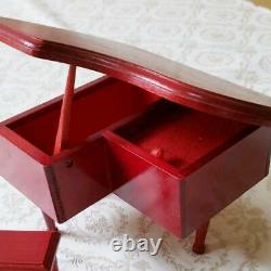 Wood Grand Piano Music Box Antique red from japan Good condition