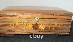 Wood Inlay Resin Coated Jewelry Music Box Lute and Flowers