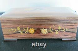 Wood Inlay Resin Coated Jewelry Music Box Lute and Flowers